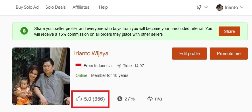 Udimi profile rating proof